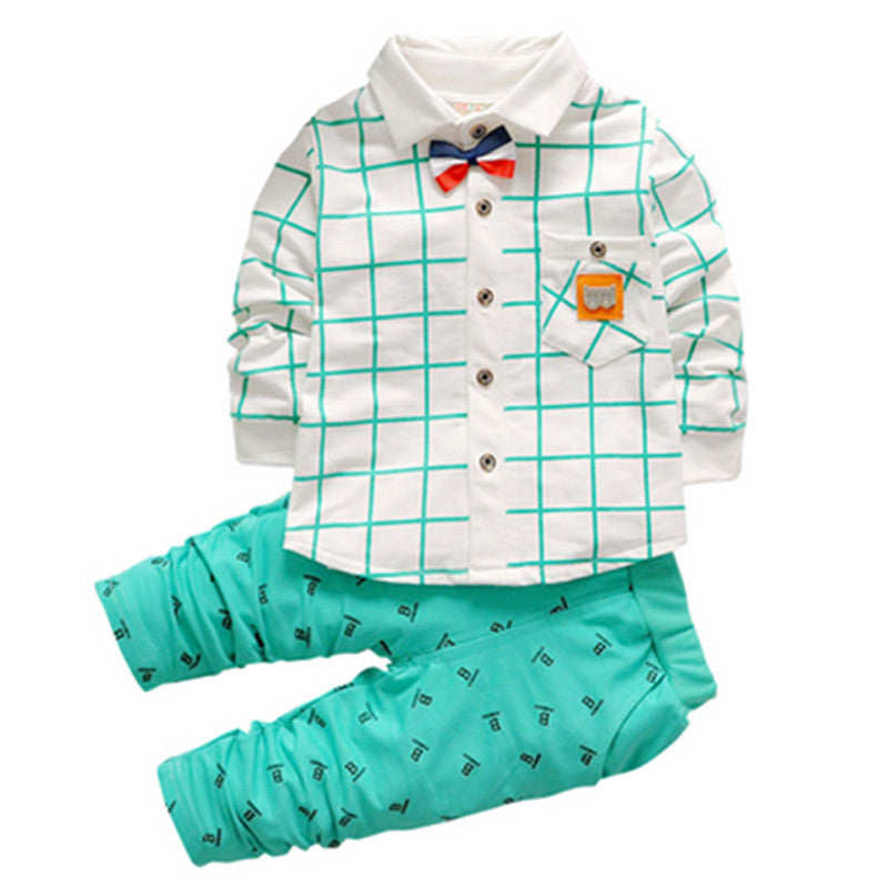 Children Boy Co Ord Plaid Long Sleeve 2 Piece Set