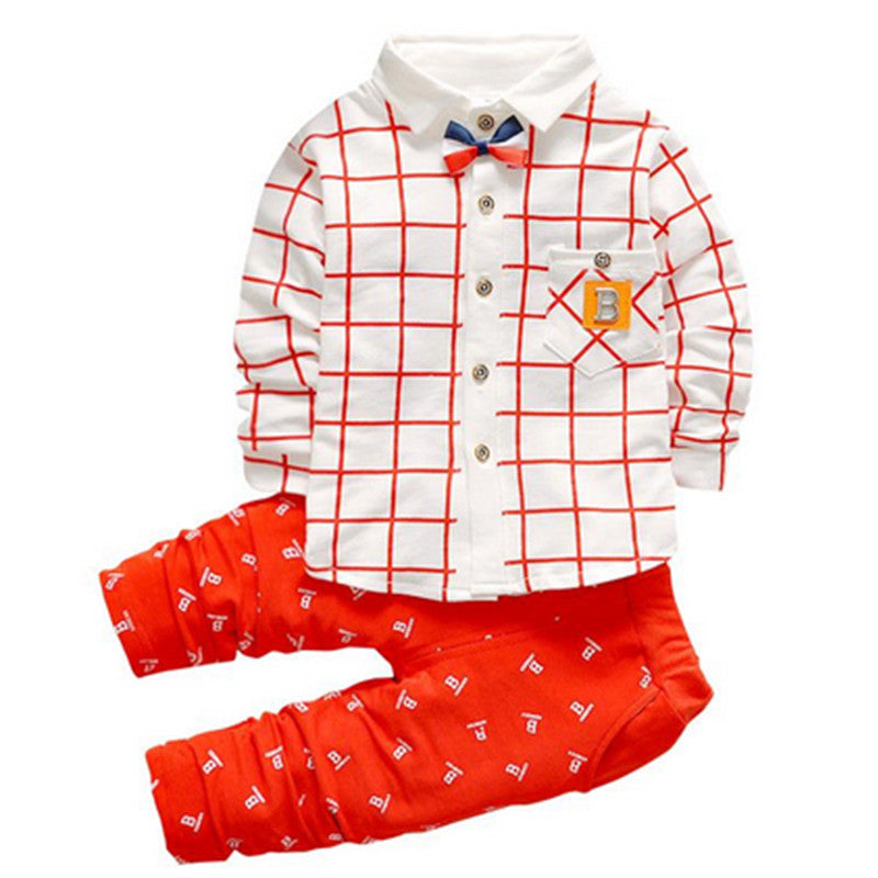 Children Boy Co Ord Plaid Long Sleeve 2 Piece Set