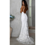 Women Lace Wedding Dress Dress Deep V Strap Formal Dress