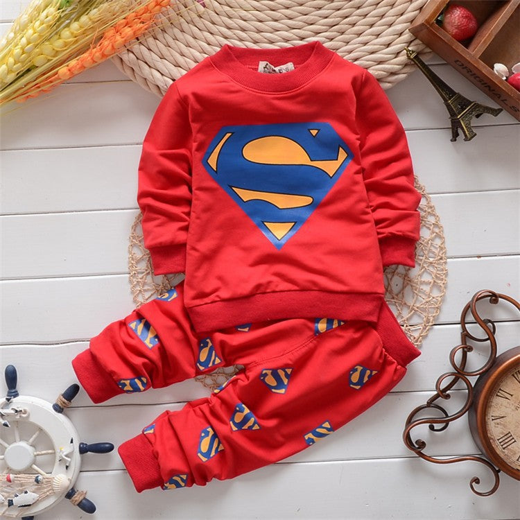 Children Boy Co Ord Spring and Autumn Long Sleeve Printed T-shirt 2 Piece Set
