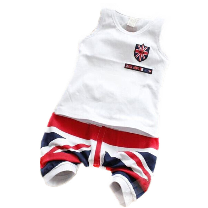 Children Boy Co Ord 2 Piece Set Summer Print Sleeveless Harem Pants Printing Suit