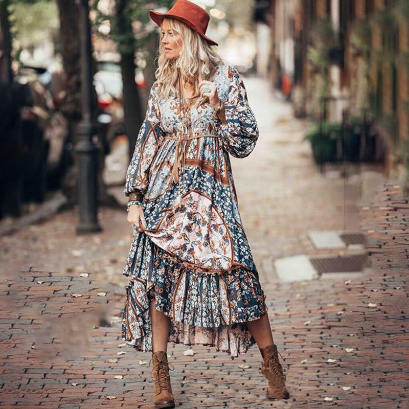 Gitana Estilo Brown Boho Bohemian Dress cottagecore aesthetic dress