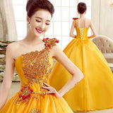 Women's Evening Dress Ball Gown Princess Quinceanera Wedding Dresses One Shoulder Evening Dress Stage Costume