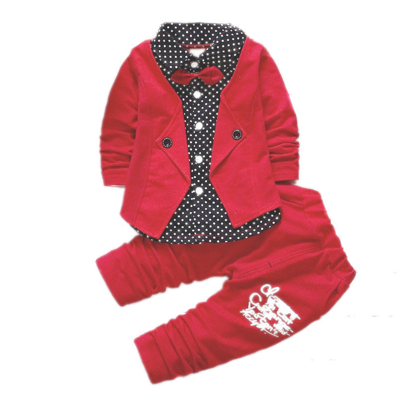 Children Boy Co Ord Fashion Casual Dotted Shirt Long Sleeve 2 Piece Set