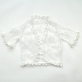 Girl Dress Summer Strap Stitching Flower Dress Lace Coat Two-Piece Set