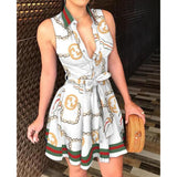 Nina Parker Graffiti Dress Sleeveless Lace-up Fashion Sexy Dress