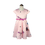 Girl Dress Printed Half Sleeve Princess Dress with Belt