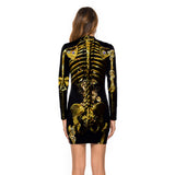 Skull Dress Printed Sheath Women's Long-Sleeved Tight Dress