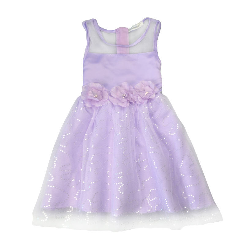 Girl Dress Hollow out Stitching Sequins Princess Gown Dress