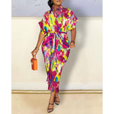 Nina Parker Graffiti Dress Long Sleeve Button Shirt Dress