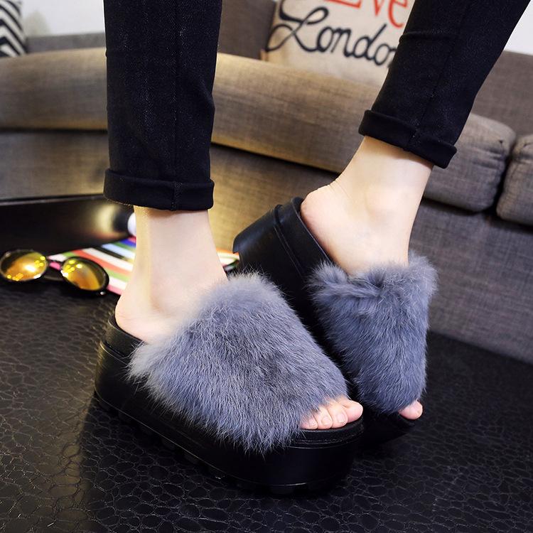 Women Open Toe Sandals Flats Platform Slippers Muffin Heel Mid Heel Slippers