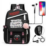 Stranger Things Hellfire Club Backpack USB Charging Backpack Student