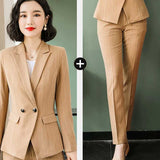 Women Autumn Uniform Designs Formal Style Office Lady Bussiness Attire Work Suit Autumn Workwear Two-Piece Set