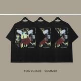 Saint Michael T Shirt Oil Painting Retro Fog Loose-Fitting Pure Cotton T-shirt