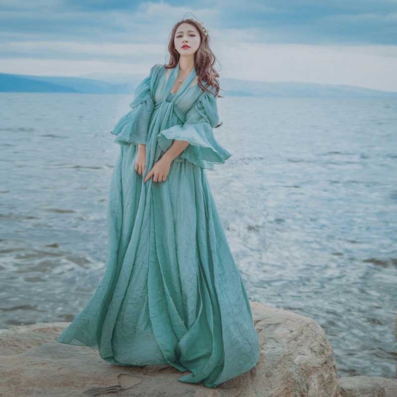 Summer Bohemian Dress Long Dress Bohemia Retro Vintage Cottagecore Aesthetic Flowy Victoria Cottage Core Boho Dress