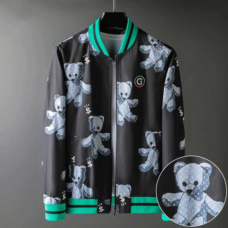The Bears Varsity Jacket Men's Embroidered Jacket Men's Autumn and Winter Cartoon Bear Baseball Uniform Jacket Men