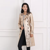 Leather Biker Coat Gothic Leather Jacket Women Pu Jackets Winter Mid-Length Trench Coat Double Breasted