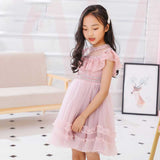 Girl Dress Summer Sleeveless Lacy Lotus Leaf Lace Dress