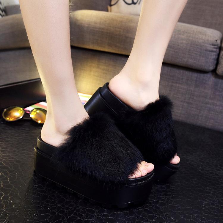 Women Open Toe Sandals Flats Platform Slippers Muffin Heel Mid Heel Slippers