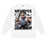 JA Morant Shirt JA Morant Printed Long-Sleeved T-shirt Cotton round Neck Vintage Sports