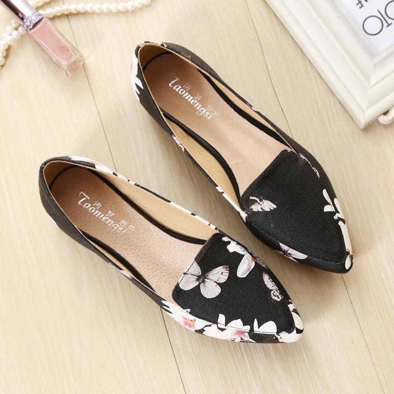 Fancy Sandals Fashion Printing Pointed Toe Flat Bottom Comfort Large Size Shoes