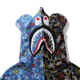 Bape Military Hoodie Men'S Shark Colorblock Hood Casual