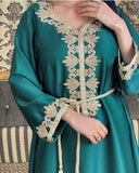 Muslim Women Stylish Kashibo Abaya Muslim Ladies Long Gown Islamic Clothing Jilbab Jalabiya Robe Embroidery Stitching Dress