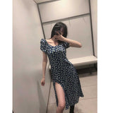 Milkmaid Dresses Summer Floral Square Collar Collect Waist Dress