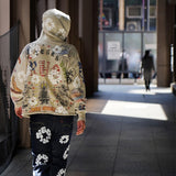 Saint Michael Hoodie Kapok Graffiti Printing Distressed Hoodie Loose Fashion