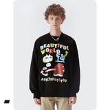 Preppy Aesthetic Sweatshirt Men's Autumn Printed Terry Sweater Loose Letter Jacket