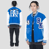 Green Varsity Jacket Blackair Autumn and Winter Campus Jacket Color Matching Sleeve Towel Embroidery Armband Unisex Baseball Uniform