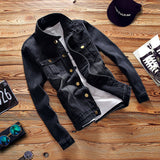Denim Varsity Jacket Men's Denim Jacket Spring and Autumn Youth Slim-Fit Casual Coat Men's Clothing