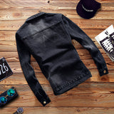 Denim Varsity Jacket Men's Denim Jacket Spring and Autumn Youth Slim-Fit Casual Coat Men's Clothing