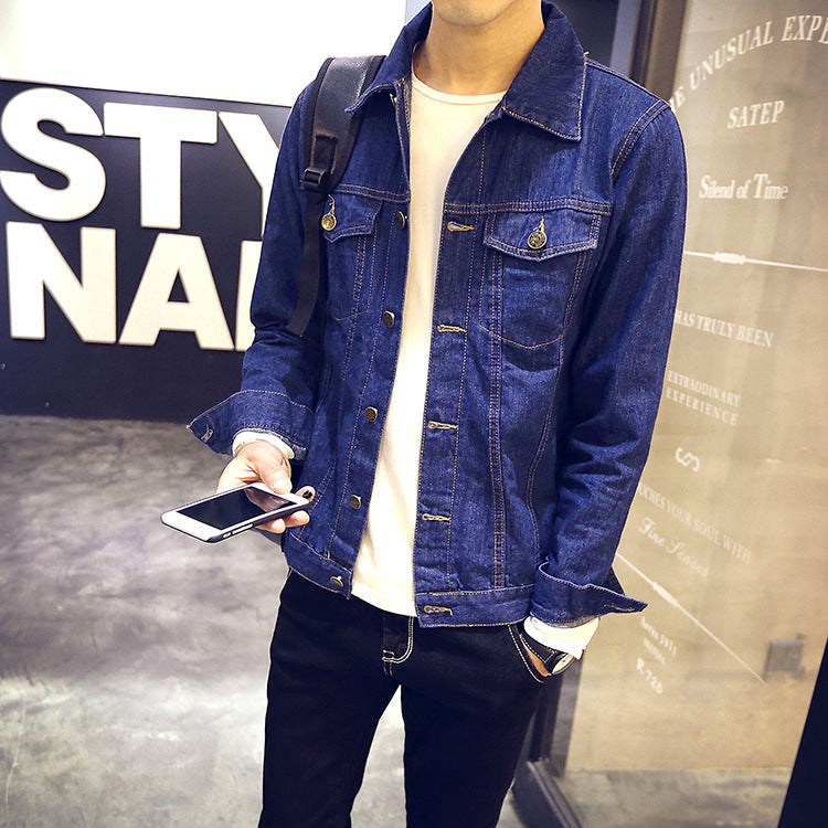 Men Denim Jacket Autumn Boys Denim Jacket Casual Slim Fit