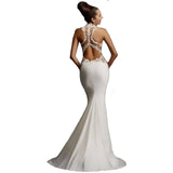 Formal Dresses & Gowns Fishtail Lace Evening Dress Sexy Applique Sleeveless Backless Gown Slim Fit Long Dress