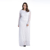 Muslim Women Stylish Kashibo Abaya Muslim Ladies Long Gown Islamic Clothing Jilbab Jalabiya Plus Size Long Sleeve Hollow Lace Long Dress