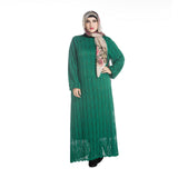 Muslim Women Stylish Kashibo Abaya Muslim Ladies Long Gown Islamic Clothing Jilbab Jalabiya Long Sleeve Round Neck Fashion Lace Dress