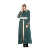 Muslim Women Stylish Kashibo Abaya Muslim Ladies Long Gown Islamic Clothing Jilbab Jalabiya Fashion Chiffon Stitching Long Sleeve Dress