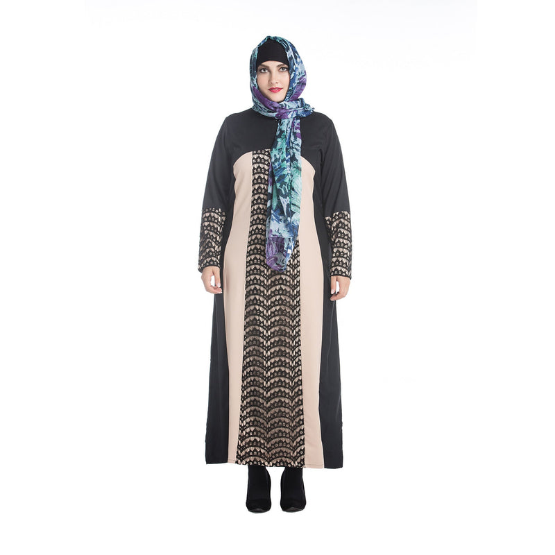 Muslim Women Stylish Kashibo Abaya Muslim Ladies Long Gown Islamic Clothing Jilbab Jalabiya Fashion Robe Lace Stitching Long Sleeve Dress