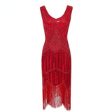 1920s Dress Vintage Sequined Tassel Dress Beaded Tassel Dress