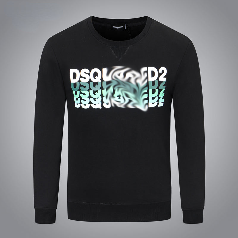 Dsq2 Hoodie DSQ Lian D2 Blue and Green Inverted Letter Print Sweatshirt Trendy Men's Autumn and Winter