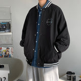 Men Sweatshirts Reflective Printed Baseball Uniform Jacket Men Baggy Coat
