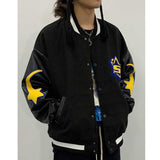 Brown Varsity Jacket Hiphop Style XINGX Baseball Uniform Embroidered Pattern Retro Couple Jacket