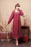 Women's Long-Sleeved Cotton Floral Loose Pastoral Princess Nightdress Pajamas Cottagecore Nightgown