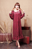 Women's Long-Sleeved Cotton Floral Loose Pastoral Princess Nightdress Pajamas Cottagecore Nightgown