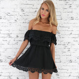 Summer Wedding Guest Dresses Summer and Autumn Women's Lace off-Shoulder Dress