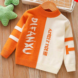 Boys Sweater Kids Knitted  Thickened Letters Baby round Neck Kids' Sweater