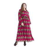 Muslim Women Stylish Kashibo Abaya Muslim Ladies Long Gown Islamic Clothing Jilbab Jalabiya Long Sleeve Printed Lantern Sleeve Chiffon Corset Bohemian Dress