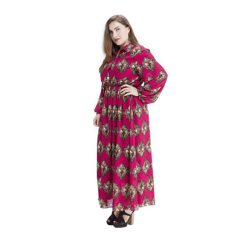 Muslim Women Stylish Kashibo Abaya Muslim Ladies Long Gown Islamic Clothing Jilbab Jalabiya Long Sleeve Printed Lantern Sleeve Chiffon Corset Bohemian Dress