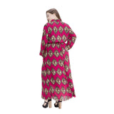 Muslim Women Stylish Kashibo Abaya Muslim Ladies Long Gown Islamic Clothing Jilbab Jalabiya Long Sleeve Printed Lantern Sleeve Chiffon Corset Bohemian Dress